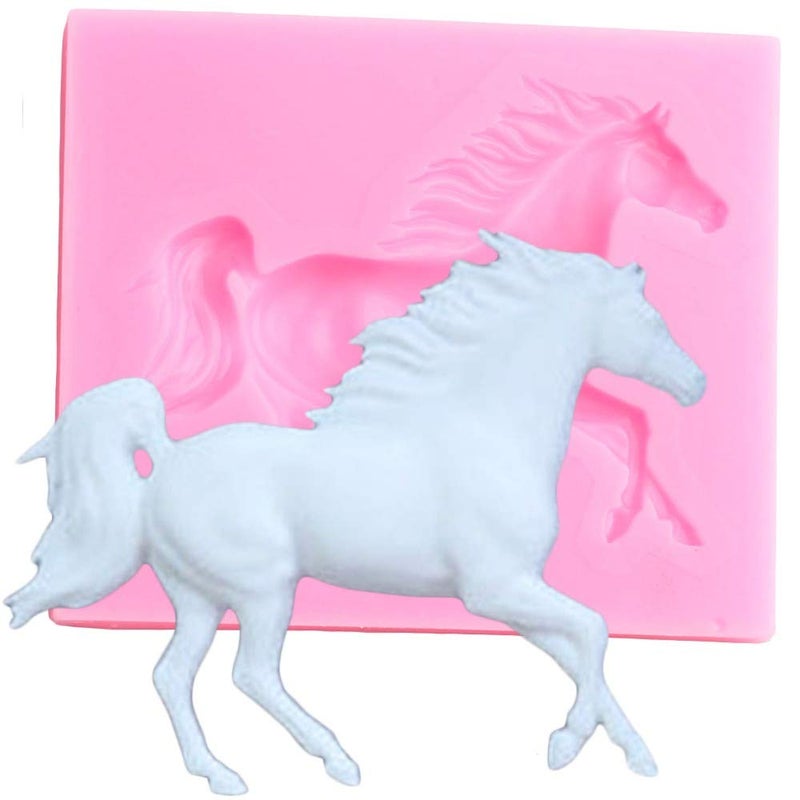 Seedomes 1pc Cute Animal 3D Running Horse Silicone Mold for DIY Desserts Jelly Shots Fondant Mold Pudding Chocolate Crystal Handmade Ice Cream Cupcake Cake Topper Decoration Soap Mould Candy Gum Paste - Image 1